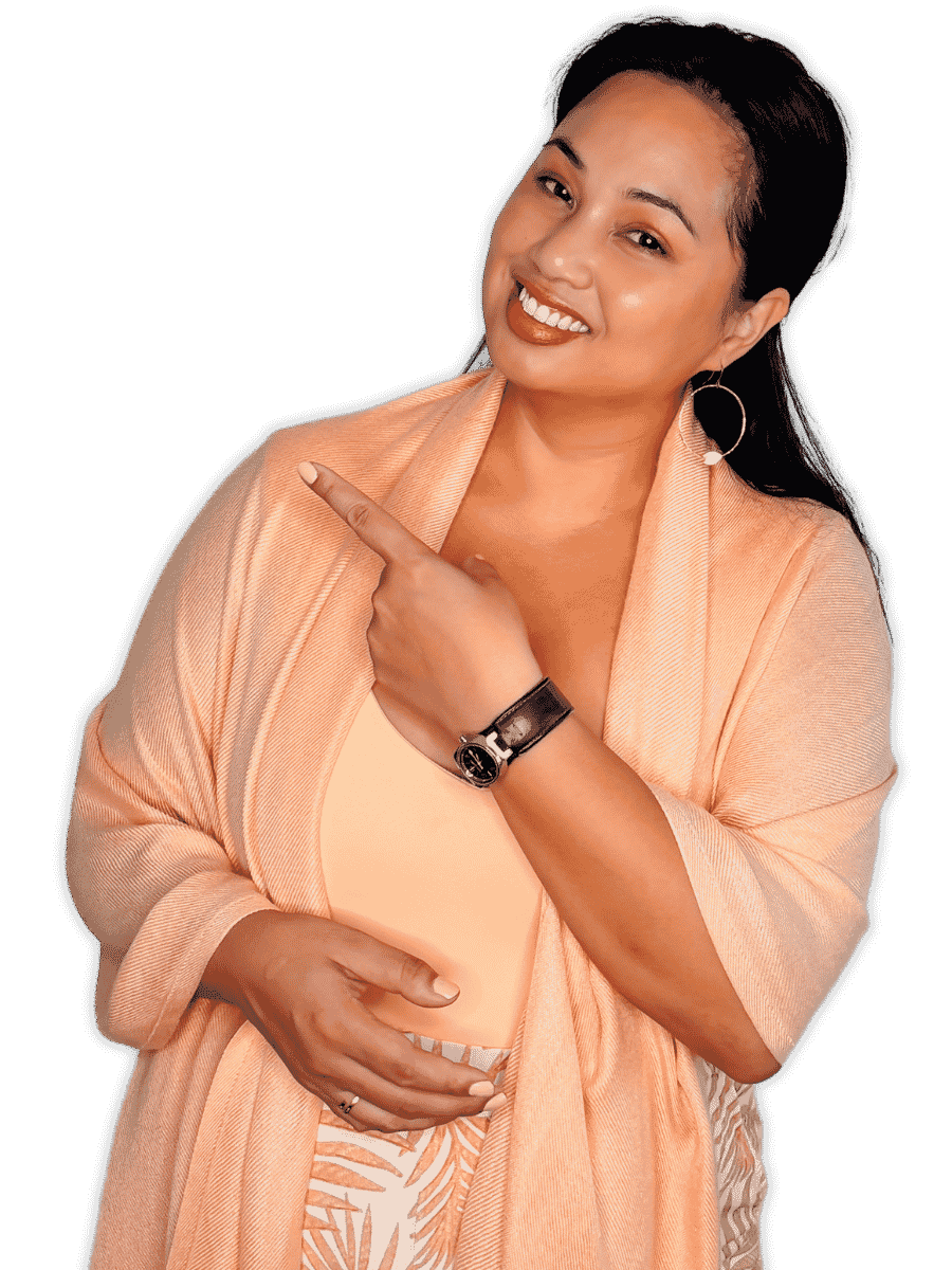 Diana Bejasa pointing toward leadership coaching criteria for ambitious high-achieving clients